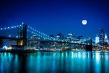 Night Scene Brooklyn Bridge and New York City  Fototapety Mosty Fototapeta