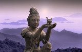 Buddyjski sen w czerni i bieli Fototapety Czarno-Białe Fototapeta