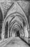 Ancient gothic cloister in black and white  Fototapety Czarno-Białe Fototapeta