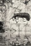 Dying lion monument in Lucerne  Fototapety Czarno-Białe Fototapeta