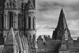 Detalles de la zona alta de la Catedral de Salamanca.  Fototapety Czarno-Białe Fototapeta