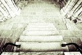 Medieval staircase  Fototapety Czarno-Białe Fototapeta