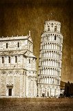 Leaning tower of Pisa vintage retro  Fototapety Sepia Fototapeta