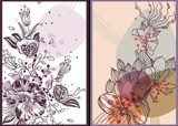 2 vector cards with hand  drawn flowers and plants  Rysunki kwiatów Fototapeta