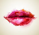 Beautiful womans lips formed by abstract blots  Abstrakcja Fototapeta