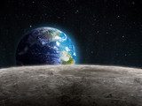 Rising Earth seen from the Moon  Fototapety Kosmos Fototapeta