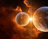 Two Planets with Nebula on background  Fototapety Kosmos Fototapeta