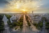 Du haut de l'Arc de triomphe Paris  Zachód Słońca Fototapeta