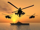 Apache Helicopter  Zachód Słońca Fototapeta