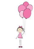 Różowa dziewczynka z balonikami Fototapety do Pokoju Dziewczynki Fototapeta