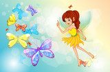A fairy with colorful butterflies  Fototapety do Pokoju Dziewczynki Fototapeta