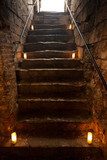 Spooky stone stairs in old castle  Schody Fototapeta
