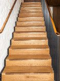 Wooden oak straight stairs  Schody Fototapeta