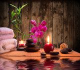 massage - bamboo - orchid, towels, candles stones  Obrazy do Salonu SPA Obraz