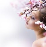 Beautiful Girl with flower  Obrazy do Salonu SPA Obraz