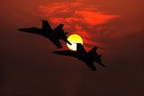 fighter jets silhouette  Pojazdy Fototapeta