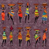seamless background of African women  Fototapety do Kawiarni Fototapeta