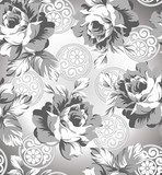 Seamless silver rose flower background  Tekstury Fototapeta