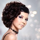 Young beautiful woman with modern hairstyle  Obrazy do Salonu Fryzjerskiego Obraz