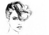 Beautiful woman face. watercolor illustration  Obrazy do Salonu Fryzjerskiego Obraz