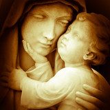 Vintage image of the virgin Mary carrying baby Jesus  Religijne Obraz