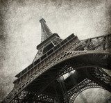 Eiffel tower. Photo in grunge style. Paper texture.  Fototapety Wieża Eiffla Fototapeta