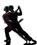 couple man woman ballroom dancers tangoing  silhouette  Fototapety do Szkoły Tańca Fototapeta
