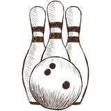 Bowling Pins and Ball  Drawn Sketch Fototapeta