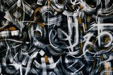 Abstract background with brush strokes on the wall. Hapster back with graffiti and painting. Fototapety Graffiti Fototapeta