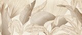 Abstract botanical art background with tropical leaves in line style in brown and beige colors. Luxury banner with exotic plants for decoration, print, wallpaper, textile, packaging. Fototapety do Salonu Fototapeta