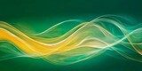 Abstract green and yellow flowing wave design Abstrakcja Obraz