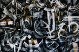Abstrakcyjne białe pociągnięcia pędzla na ciemnym tle Fototapety Graffiti Fototapeta