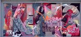 Abstrakcyjne graffiti w odcieniach różu i szarości Fototapety Graffiti Fototapeta