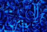 Abstrakcyjne pociągnięcia pędzla w intensywnych odcieniach błękitu Fototapety Graffiti Fototapeta