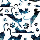 akwarela gwiaździste niebo i koty Tapety Zwierzęta Tapeta