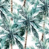 Akwarela Letnie tropikalne palmy. Akwarela druk w Tapety Do jadalni Tapeta