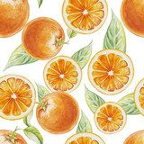 Akwarela pomarańczowe owoce z liśćmi. ilustracja Tapety Owoce i Warzywa Tapeta