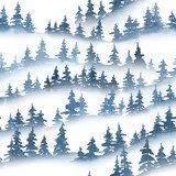 Akwarela sylwetki drzew sosny. Boże Narodzenie i Nowy Styl Skandynawski Tapeta
