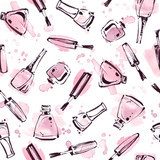 Akwarela z lakierem do paznokci. Ilustracja moda Styl Glamour Tapeta