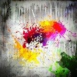 Artystyczne rozpryski farby na tle surowej ściany Fototapety Graffiti Fototapeta