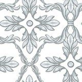 barokowy z abstrakcyjnymi srebrnymi liśćmi Styl Glamour Tapeta