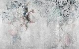 Blush and white flower mural. Digital art  illustration for wallpaper. Kwiaty Fototapeta