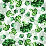 Brokuły I Kiełki Akwarela Ilustracja Tapety Owoce i Warzywa Tapeta