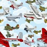 Cartoon retro samoloty 1930 roku na chmurach Tapety Pojazdy Tapeta