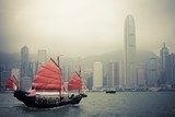 chinese style sailboat in Hong Kong Plakaty do Biura Plakat