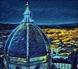 Cityscape view of Florence, tourism in Italy. Italian city old architecture. Big size oil painting fine art. Van Gogh style impressionism drawing artwork. Creative artistic print for canvas or poster. Van Gogh Obraz