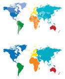 Color Continent and Country map  Mapa Świata Fototapeta