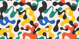 Colorful abstract doodle shape seamless pattern. Creative minimalist style art background, trendy design with basic shapes. Modern color backdrop. Fototapety do Biura Fototapeta