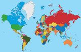 Colorful map of World  Mapa Świata Fototapeta