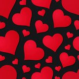 Czerwone serca na czarne Walentynki Tapety Miłosne Tapeta